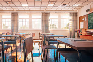 Photo: Empty classroom with desks